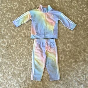 Rainbow adidas track suit 12 month
